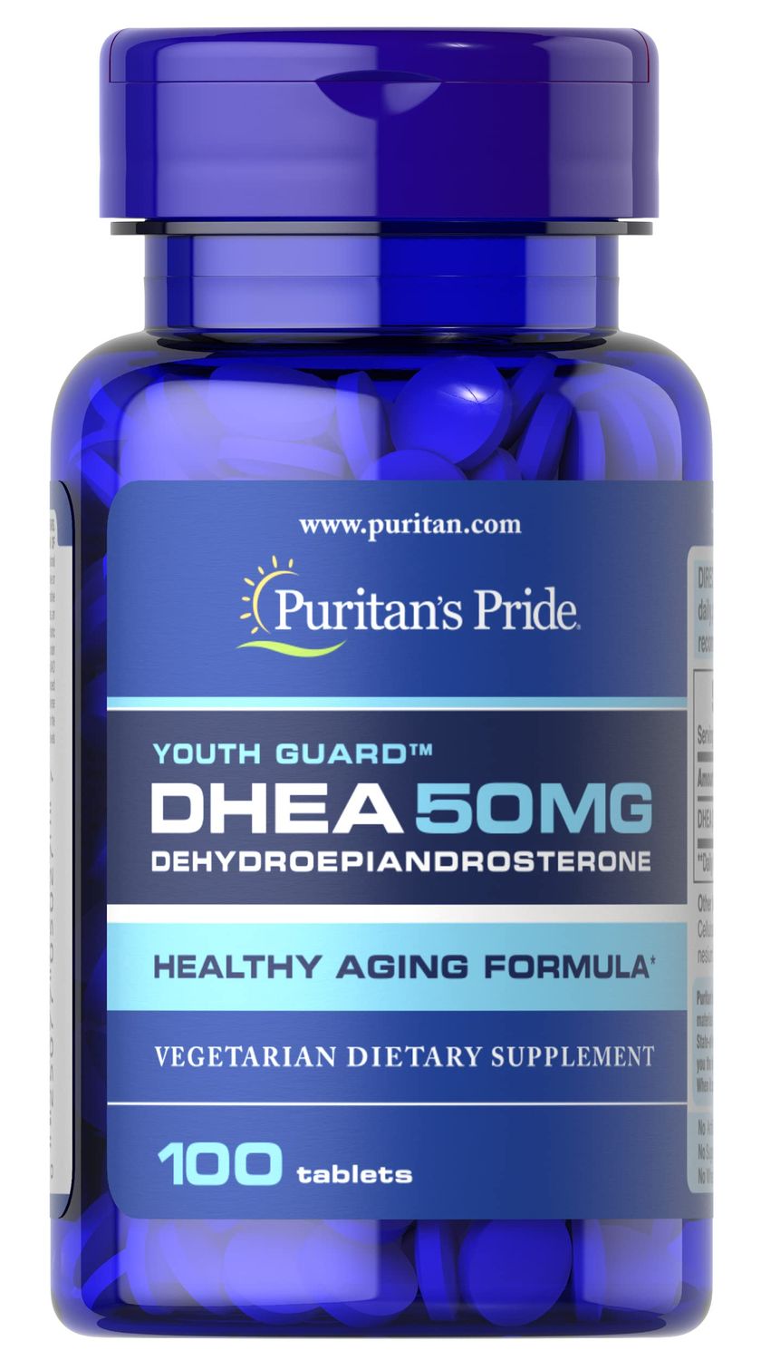 Puritans Pride Youth Guard DHEA for Women and Men 50mg, Dietary Supplement forHealthy Aging, 3 Month Supply, 100 Tablets