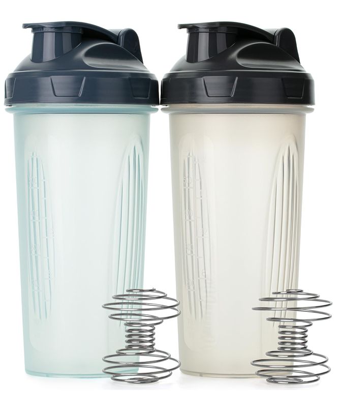 Mr. Pen- Shaker Bottles for Protein Mixes, 28 oz, 2 Pack, Clear, Protein Shaker Bottle with Wire Whisk Ball, Blender Bottle
