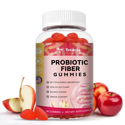 9-in-1 Probiotic Fiber Gummies for Adults Teens 16G Fiber per Serving, Psyllium Fiber Supplement with 5 Billion CFU Bacillus Coagulans, Inulin, ACV for Digestive, Gut Immune Wellness - 60 Gummies