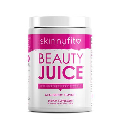 SkinnyFit Beauty Juice, Red Superfood Powder, Acai Berry Flavor - Anti-Aging, Aids in Digestion, Helps Boost Mood Immunity, Prebiotics Probiotics, 30 Servings