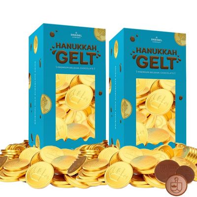 The Dreidel Company Chocolate Coins, Nut-Free, Made With Premium Belgian Milk Chocolate, Kosher Dairy Chanukah Gelt, 2 Pounds