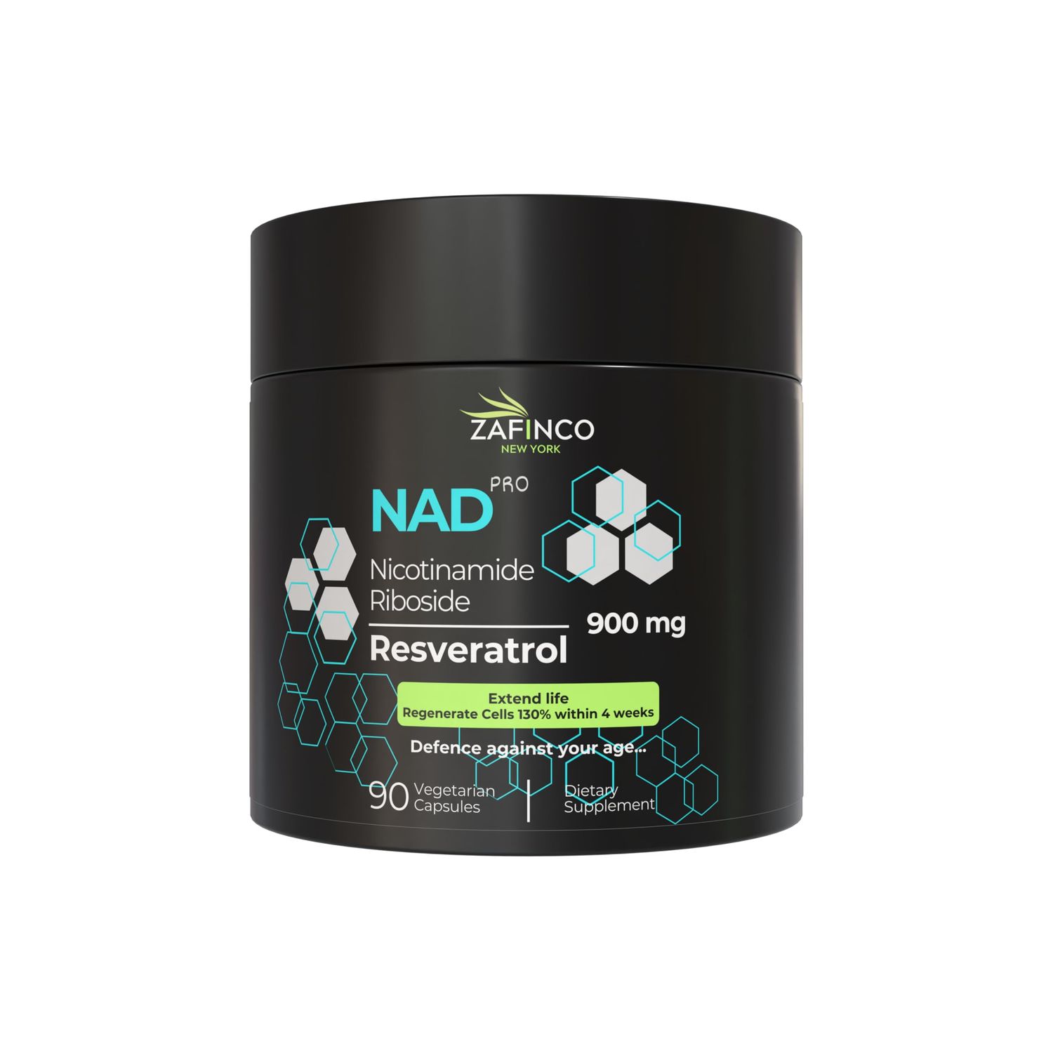 ZAFiNCO NAD Resveratrol Supplement for Men and Women - Extra Strength NAD Nicotinamide Riboside Resveratrol 900mg, Supports Cellular Health, Brain, Anti-Aging, Energy, Focus, 90 Vegetarian Capsules
