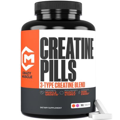 Creatine Pills, 5g 3X Pure Creatine Monohydrate Pills, Pre Workout Bulk Muscle Mass Gainer, High Absorption Easy to Take ThreeAtine 3 Type Optimum Performance for Lean Growth Men Women, 90 Tablets