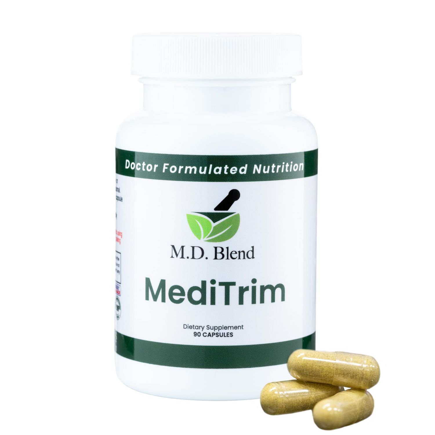 M.D. Blend M.D. MediTrim - Expert Formulated Supplement Energy, Satiety, Physique Goals - Smooth System Balance - Green Coffee Bean, Green Tea, Apple Cider Vinegar, Hibiscus - 90 Capsules