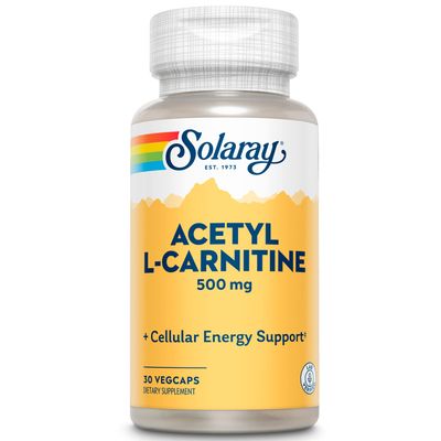 SOLARAY Acetyl L-Carnitine 500 mg Healthy Cellular Energy, Memory, Mood, and Cardiovascular Support 30 VegCaps