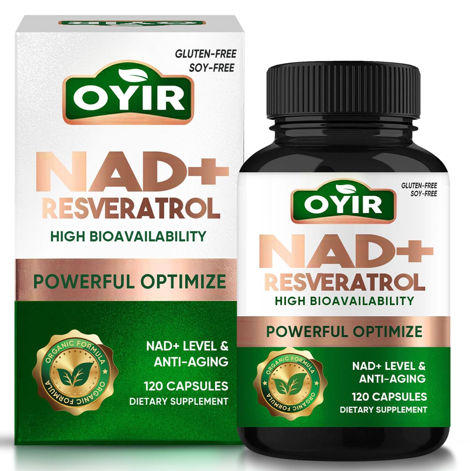 NAD Supplement 2000mg Pure Organic, NAD Resveratrol NMN Alternative Supplement, Support DNA Repair, Health Aging, Boost Energy, 120 Caps