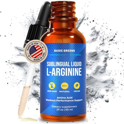 BASIC GREENS L Arginine Liquid - L-Arginine Supplement for Men and Women with Nitric Oxide Precursor, L Arginine Supplement