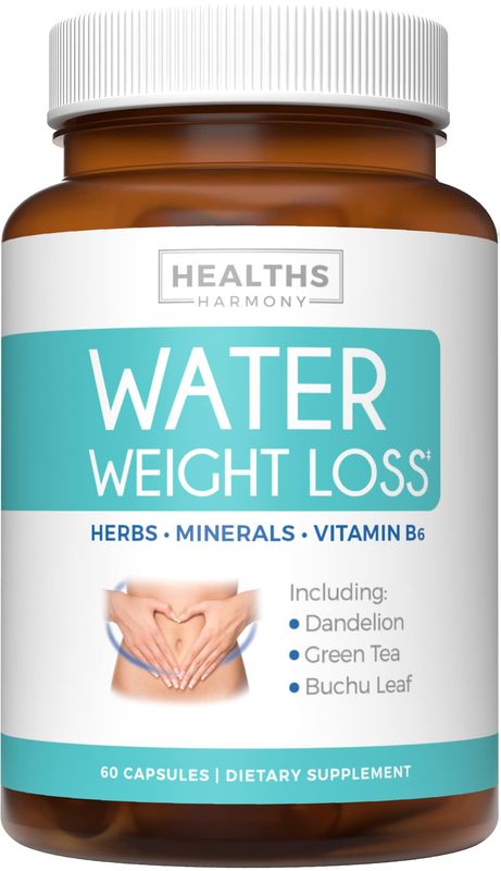 Natural Diuretic Water Pills 2 Month Supply Relief from Bloating, Swelling, Water Retention, Water Weight Loss - Dandelion, Potassium, Green Tea Herbal Supplement - for Women Men - 60 Capsules