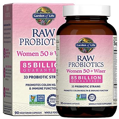 Garden of Life Raw Probiotics for Women Over 50-50 Wiser Womens Probiotic with Acidophilus, Live Cultures, Probiotic - Created Vitamins, Enzymes, Prebiotics - 90 Vegetarian Capsules