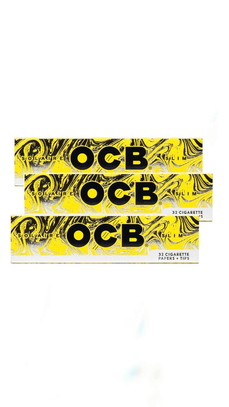 OCB Solaire Slim Size 110mm Rolling Papers with Tips 3 Pack