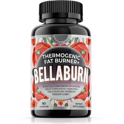Bellaburn - Thermogenic Fat Burner w. CLA, Weight Loss Pills for Women, Garcinia, Gymnema, Chromium, Cinnamon, Flat Tummy, Belly, Waist Trimmer, Bloating, Diet Pills, Appetite Suppressant, 90cps USA