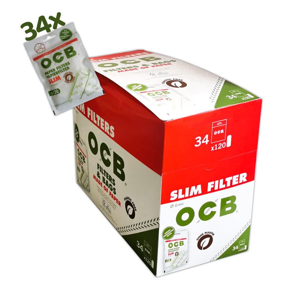 OCB Paper Filter Slim 6 mm - 34 x 120 Filters per Bag