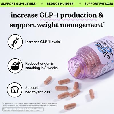 Lemme GLP-1 Daily, Reduce Hunger Cravings, Boost GLP-1 Production, Support Fat Loss and Weight Management with Clinically Studied Ingredients, 1 Month Supply 60 Capsules
