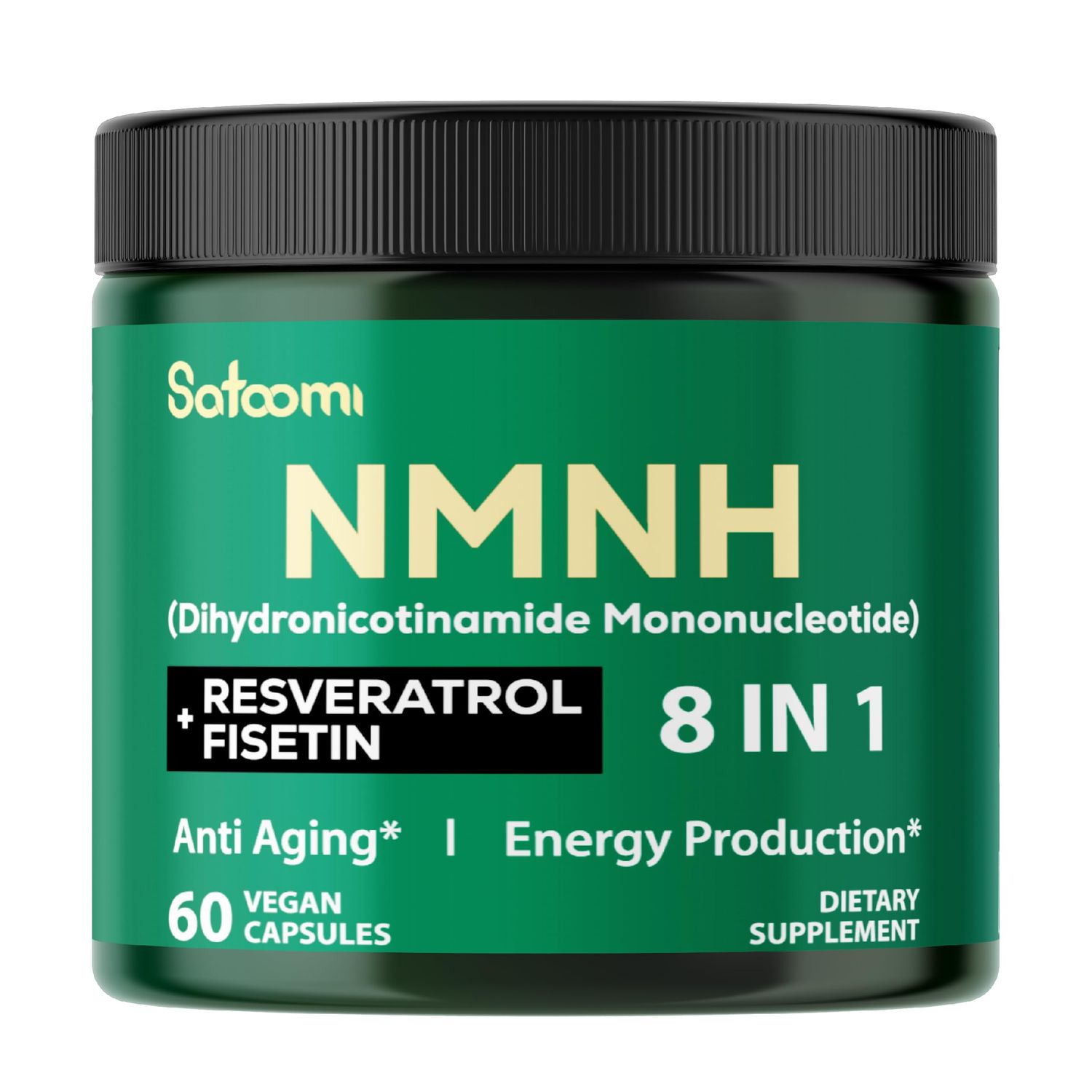 Satoomi 8in1 NMNH - NMN Supplement Alternative - NAD Supplement to Support NAD Levels Added Fisetin, Resveratrol, Quercetin, Turmeric, Berberine, Vitamin D3 C - 60 Count for 30 Days