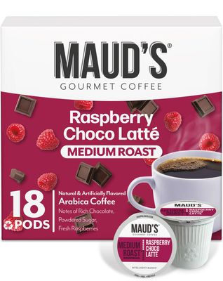Mauds Raspberry Chocolate Flavored Coffee Pods, 18 ct, Medium Roast Flavored Coffee in Recyclable Single Serve Pods - 100 Arabica Beans, Compatible with Keurig K Cups Maker