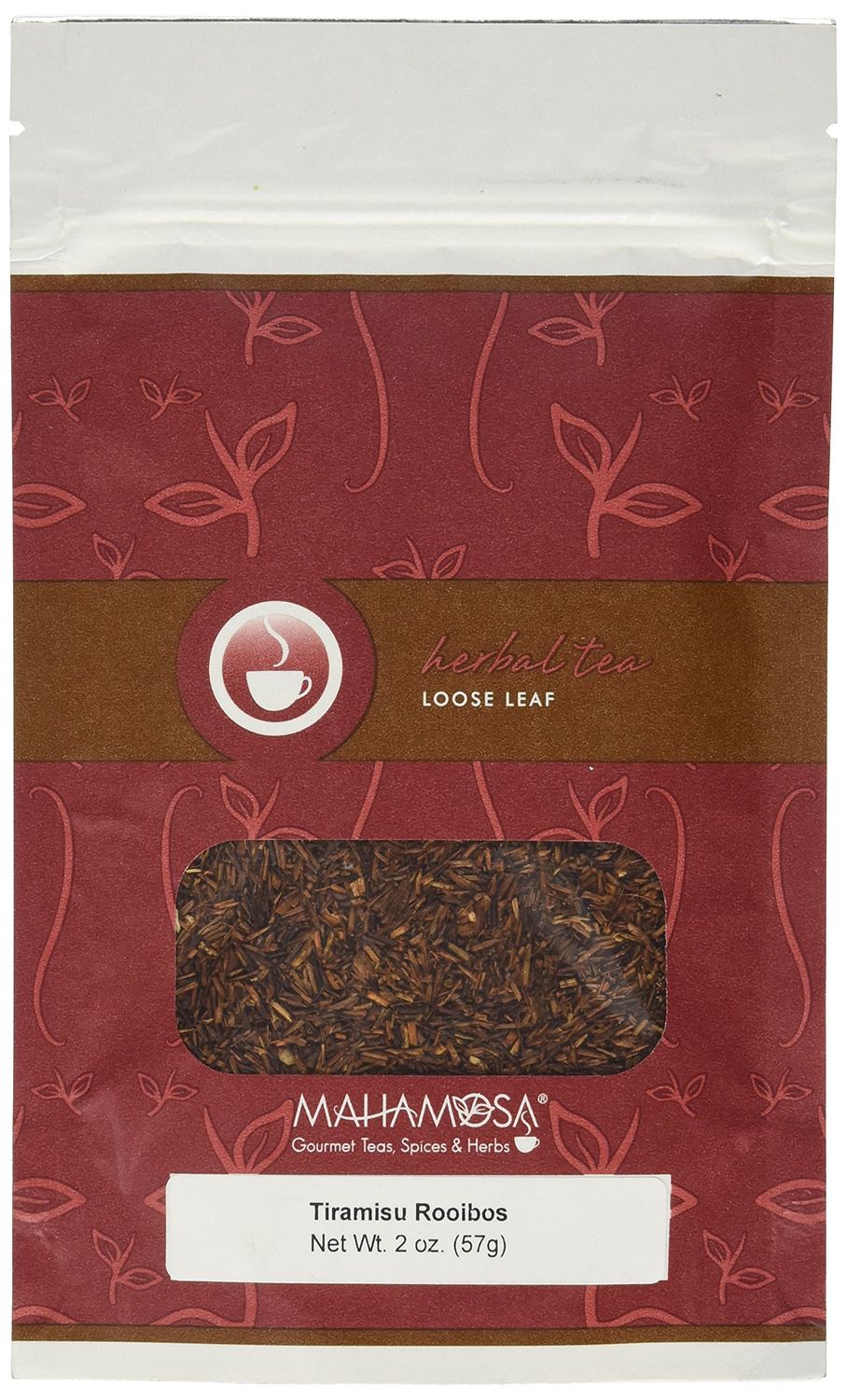 Mahamosa Tiramisu Rooibos Tea 2 oz, Loose Rooibos Herbal Tea Blend with chocolate, coffee, caramel, yogurt dessert tea