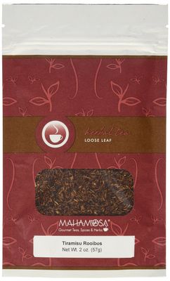 Mahamosa Tiramisu Rooibos Tea 2 oz, Loose Rooibos Herbal Tea Blend with chocolate, coffee, caramel, yogurt dessert tea