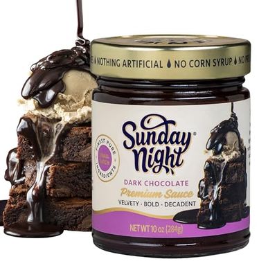 Sunday Night Dark Chocolate Sauce - Luxury Chocolate Gift, Smooth Plant-Based, Dairy Free, Gluten-Free, Pure Clean Ingredients, No Preservatives - 10oz