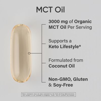 Sports Research Keto MCT Oil Capsules derived from Coconut Oil Keto Fuel for The Brain Body Derived from Non-GMO Coconuts 120 Soft gels
