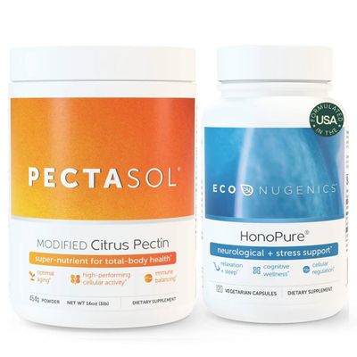 ecoNugenics Brain Health Supplement Bundle - PectaSol Modified Citrus Pectin Fiber HonoPure Magnolia Bark Extract - Nootropic Pack for Sleep, Stress Relief, Cognitive Function, GABA Support