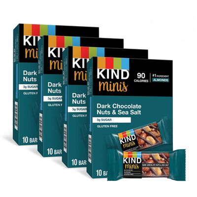 KIND Bar Minis, Dark Chocolate Nuts Sea Salt, Gluten Free, 100 Calories, Low Sugar, 80 Count