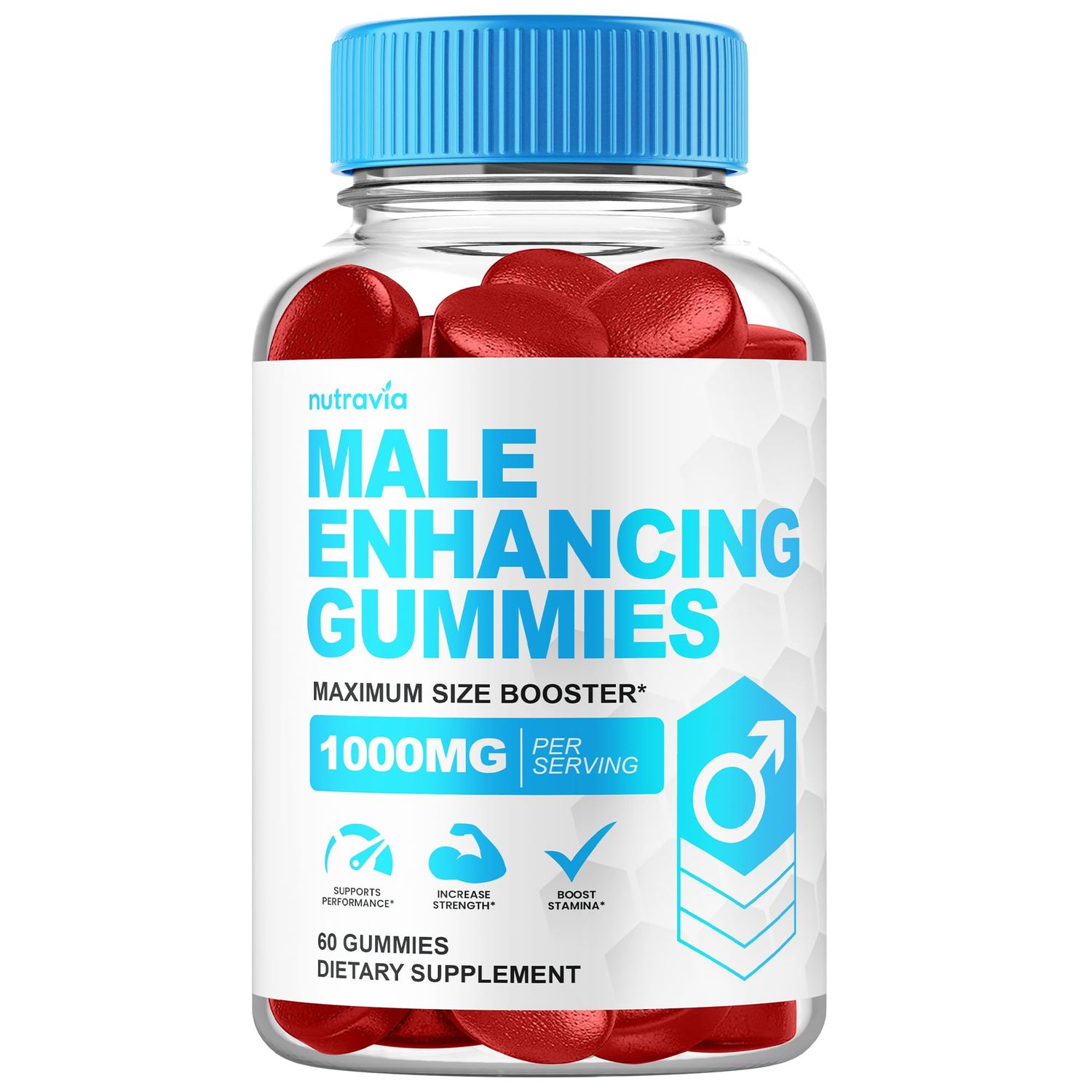 Male Enhancing Supplement Gummies - 6 in 1 Testosterone Booster Gummies for Men, Stamina Test Boost Gummy for Men with Horny Goat Weed, Tribulus, Maca Root Boost Energy, Performance 60 Gummies