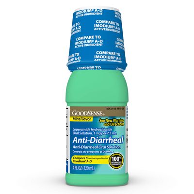 Good Sense Anti-Diarrheal Medicine, Loperamide Hydrochloride Oral Solution, 1 mg per 7.5 mL, Mint, 4 Fl Oz