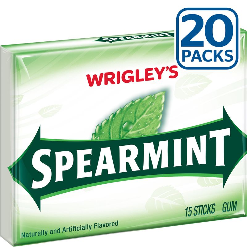 Wrigleys Spearmint Gum, 15-Stick Slim Packs Pack of 20