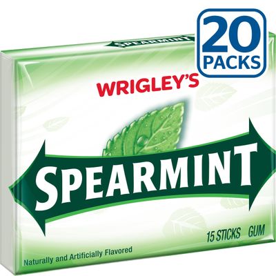 Wrigleys Spearmint Gum, 15-Stick Slim Packs Pack of 20