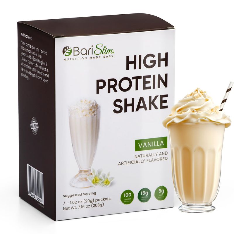 BariSlim High Protein Shake - Delicious Nutritious Meal Replacement Shake - Low Sugar Carb - Formulated for Bariatric Patients Post-Weight Loss Surgery Support Vanilla Shake 9 oz