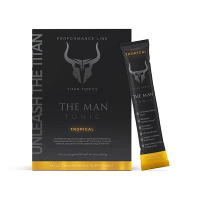Titan Tonics Male Enhancement Supplement - Testosterone Booster for Men with Nitrosigine, L-Citrulline, Horny Goat Weed Tongkat Ali - for Performance, Enlargement, Libido Drive, 12 Stick Packs