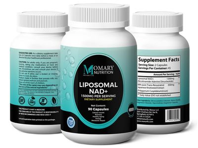 MOMARY NUTRITION Liposomal NAD Supplement with Resveratrol and Japanese Knotweed Extract, Support Cellular Health Stamina Healthy Aging Energy Metabolic Repair, Vegan, Gluten Free, Non-GMO, 90Capsule