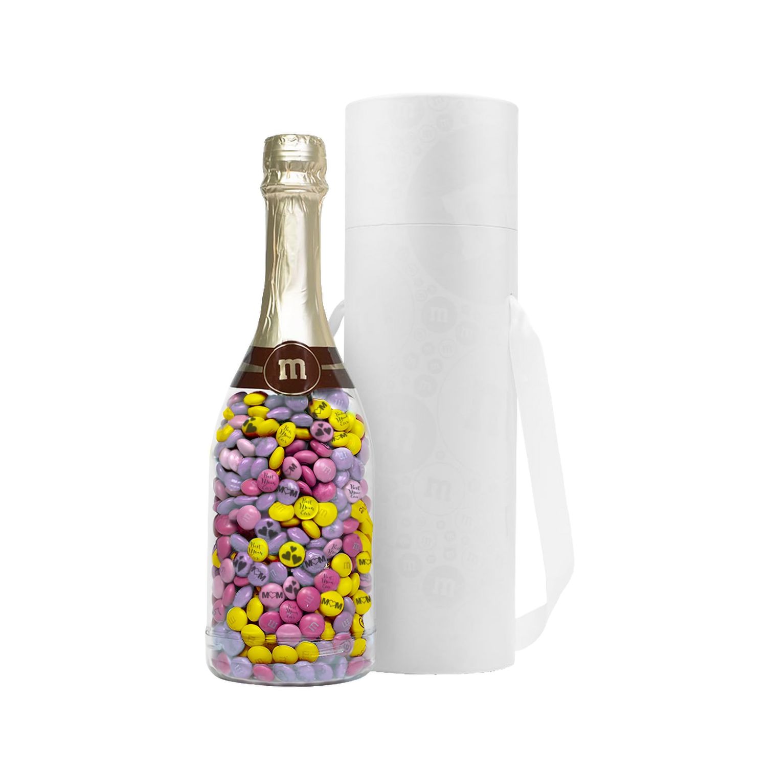 MM S Mother s Day Gift Bottle, Blend of Pastel MM S Chocolate Candies Printed with Hearts and Mom Clip-Art, A Unique Gift for Her, Mother s Day Gift, Birthday Gift for Her