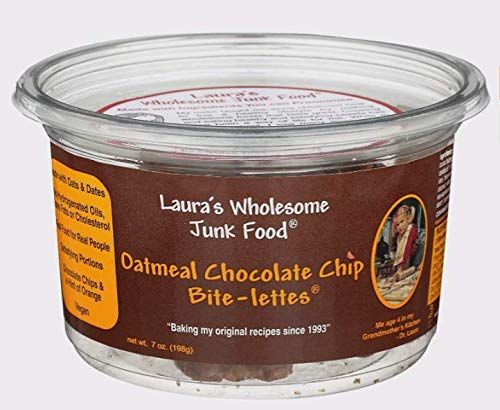 Lauras Wholesome Junk Food - Oatmeal Chocolate Chip Bite-lettes - 7 Ounce Pack of 6 Vegan