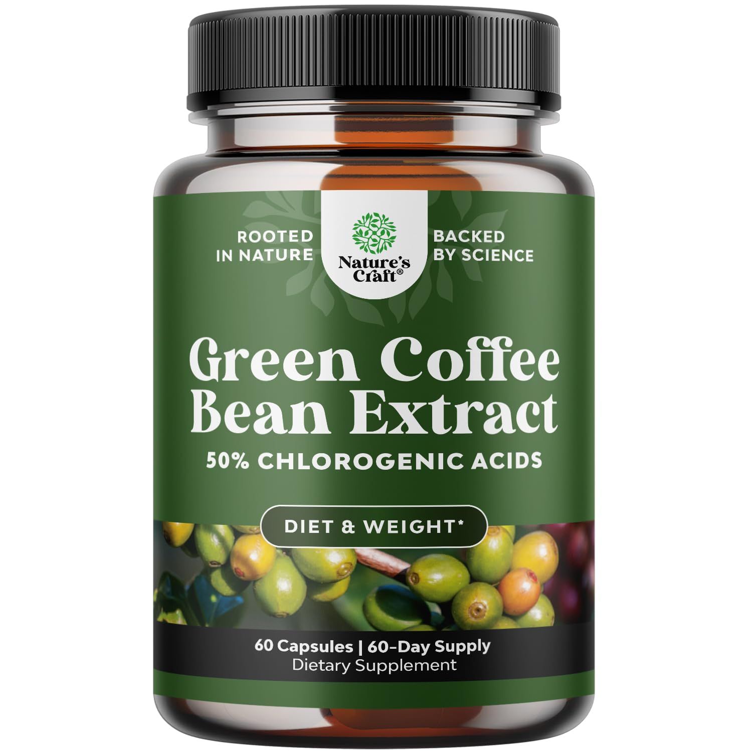 Pure Green Coffee Bean Extract for Weight Loss Pills - Dietary Supplement to Burn Fat Curb Appetite and Boost Metabolism for Men and Women - Contains Antioxidants to Detox and Cleanse - 750mg Capsules