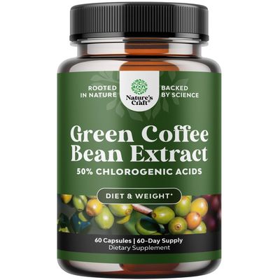 Pure Green Coffee Bean Extract for Weight Loss Pills - Dietary Supplement to Burn Fat Curb Appetite and Boost Metabolism for Men and Women - Contains Antioxidants to Detox and Cleanse - 750mg Capsules