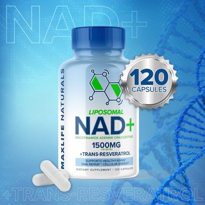 NAD Supplement 1500mg - NMN Supplement Alternative - Liposomal NAD w Trans-Resveratrol NAD for Anti-Aging, Cell Regenerator, Trans Resveratrol Support Cellular Health Healthy Aging.