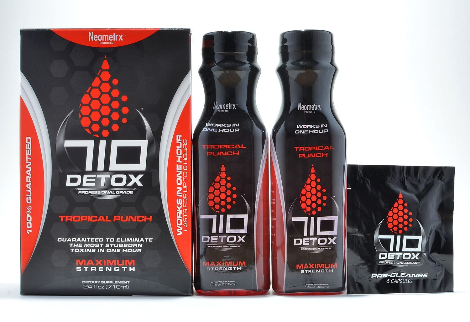 Detox Pure Neometrx Same-Day 710 Premium Detox Kit, Tropical Punch Flavor, 2X 12 Fl Oz, and Tablets 6 Count