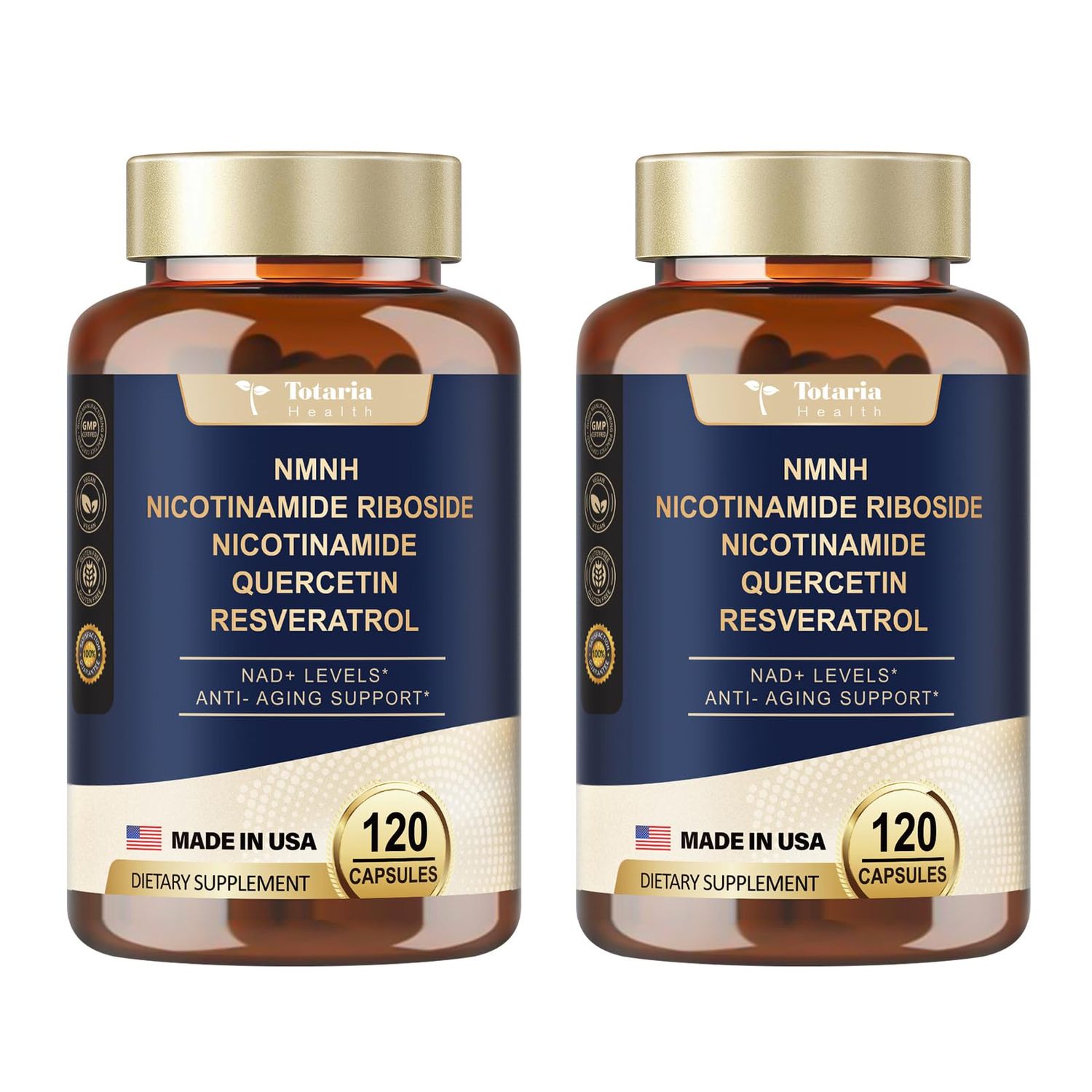 Totaria NMNH Dihydronicotinamide Mononucleotide, NMNH Supplement wNiacinamide Vitamin B3, Quercetin, Trans-Resveratrol, Support NAD, Anti-Aging, Skin Cell Health Energy, 240 Count