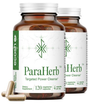 ParaHerb Natural Intestinal Cleanse for Adults - Complete Gut Health Detox with Wormwood, Black Walnut, Clove Chanterelle Mushroom Extract Vegan, Non-GMO, No Fillers 240 Easy to Take Capsules