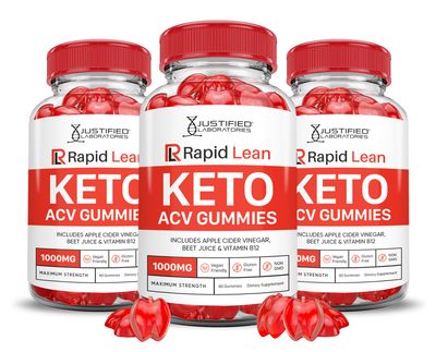 3 Pack Rapid Lean Keto ACV Gummies Advanced Formula 1000MG Rapid Lean Keto Gummies Apple Cider Vinegar Formulated with Pomegranate Beet Juice Powder B12 Vegan Non GMO 180 Gummys