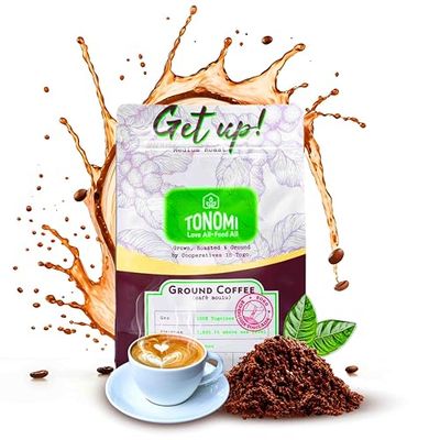 Tonomi Get Up! Medium Roast Ground Coffee - All Natural Blend with Hint of Vanilla, Chocolate Caramel - Coarse Grounds for Cold Brew or Traditional Brewing - Caffeine Packed, 32oz