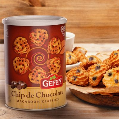 Gefen Chocolate Chip Macaroons, 10 Ounce (2 Pack)  Resealable Canister, Certified Gluten Free, Kosher for Passover