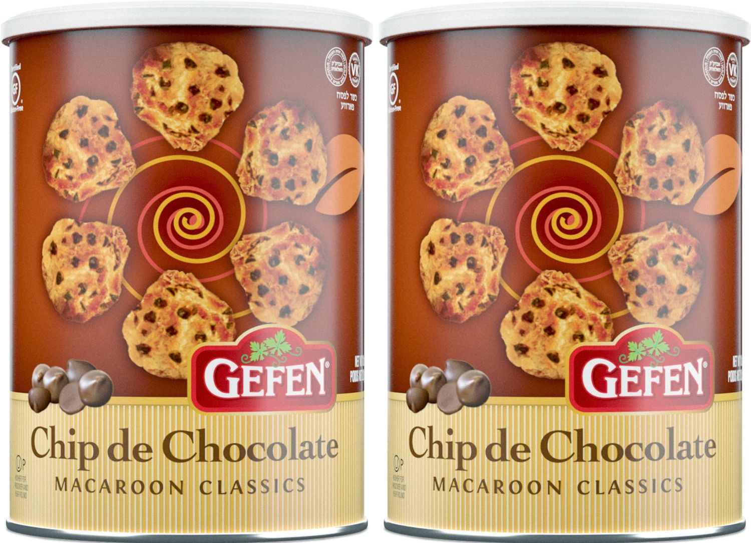 Gefen Chocolate Chip Macaroons, 10 Ounce (2 Pack)  Resealable Canister, Certified Gluten Free, Kosher for Passover