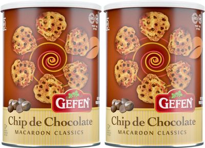 Gefen Chocolate Chip Macaroons, 10 Ounce (2 Pack)  Resealable Canister, Certified Gluten Free, Kosher for Passover