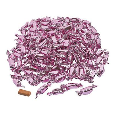 Fun Express - Lt Pink Foil Wrapped Caramels 2lb for Wedding - Edibles - Soft Chewy Candy - Caramel Licorice Candy Corn - Wedding - 189 Pieces