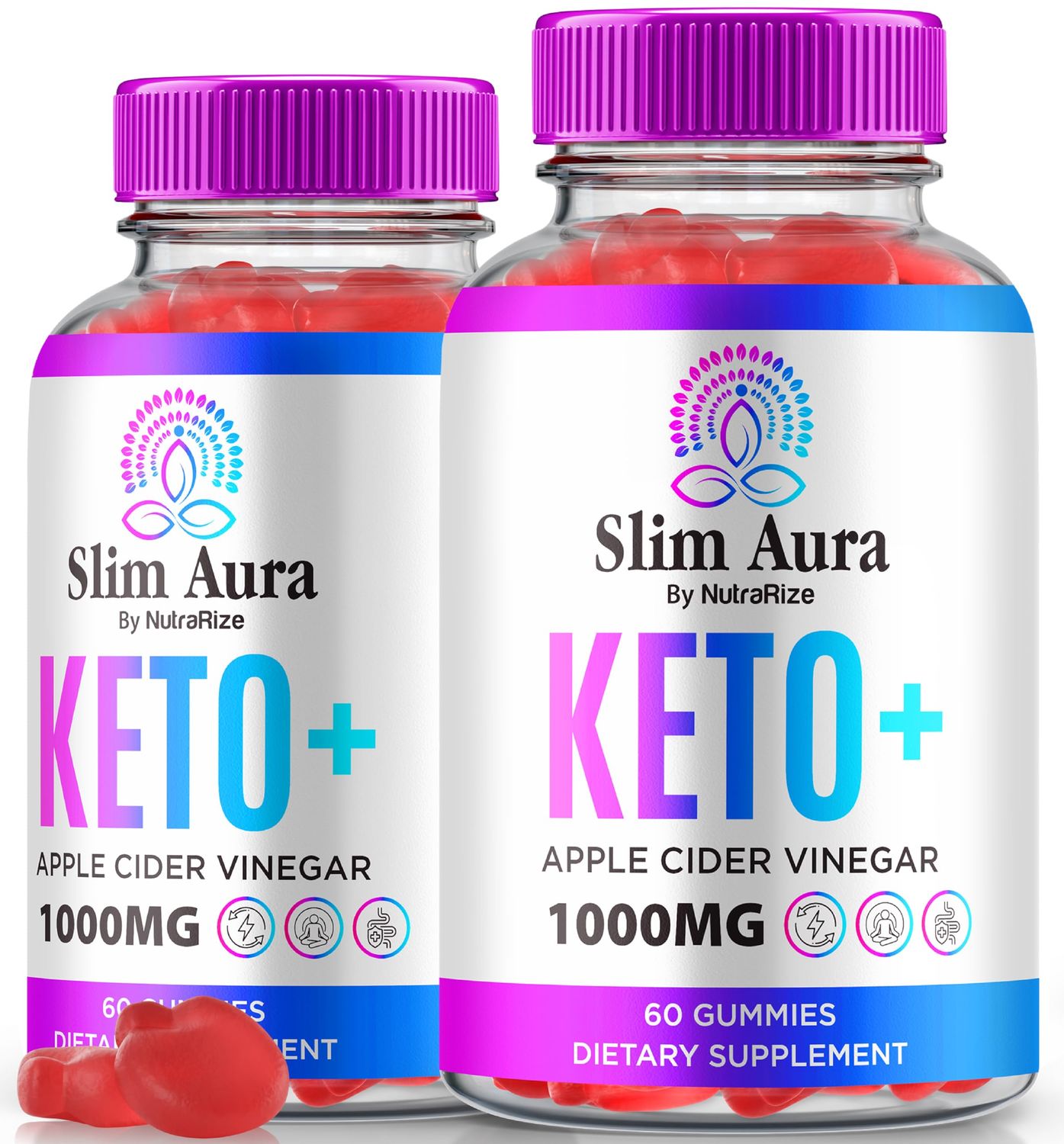 2 Pack Slim Aura Keto ACV Gummies, Official Slim Aura Keto Gummies for Weight Loss, Natural Keto Plus Apple Cider Vinegar Gummy, Premium KetoACV Formula, SlimAura ACV Keto Gomitas 120 Gummies