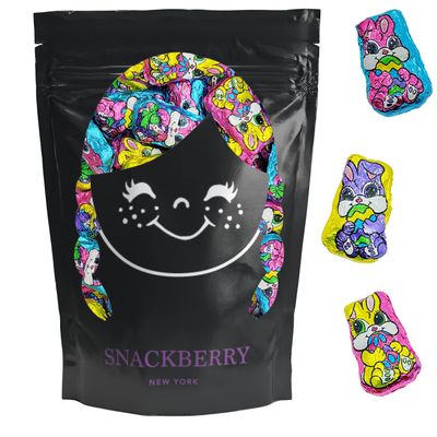 Chocolate Milk Easter Bunny - Foil-Wrapped Milk Chocolate WResalable Bag - Chocolate Easter Bunny for Holiday, Christmas, Easter Party, MS, 1lb