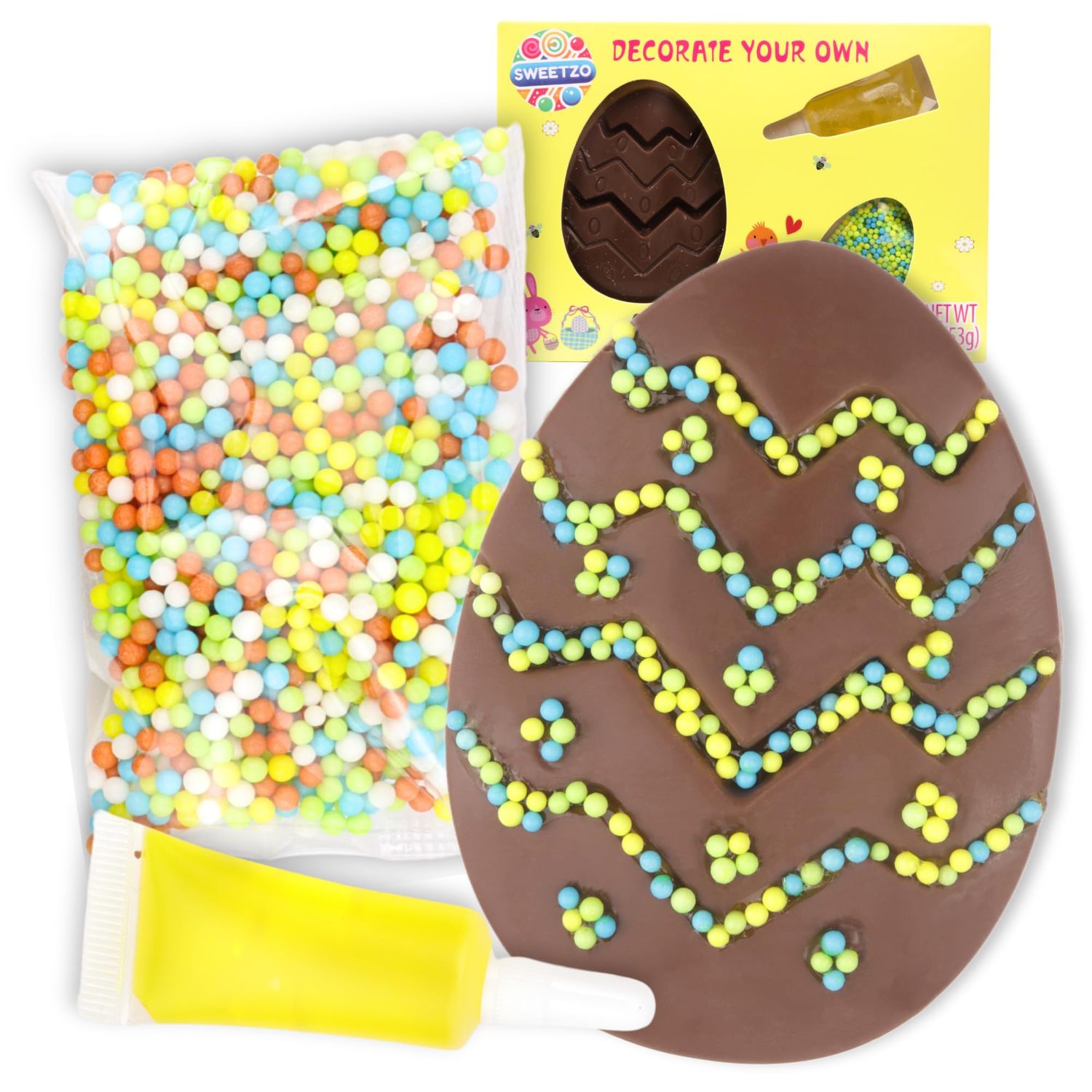 Easter Egg Decorating Kit, Arts and Crafts Activity, Chocolate Candy Basket Stuffers, 1.86 Ounces