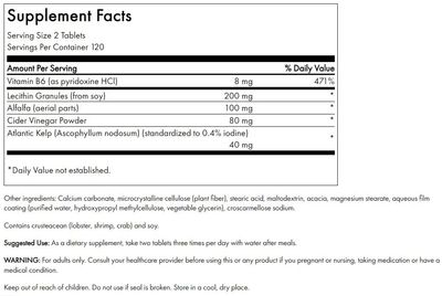 Swanson Lecithin Kelp B-6 Cider Vinegar 240 Tabs